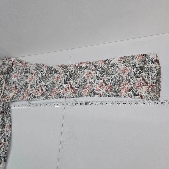 Cali 1850 Los Angeles XS Linen Viscose Tropical Leaf Print Drawstring Pants - Picture 5 of 11